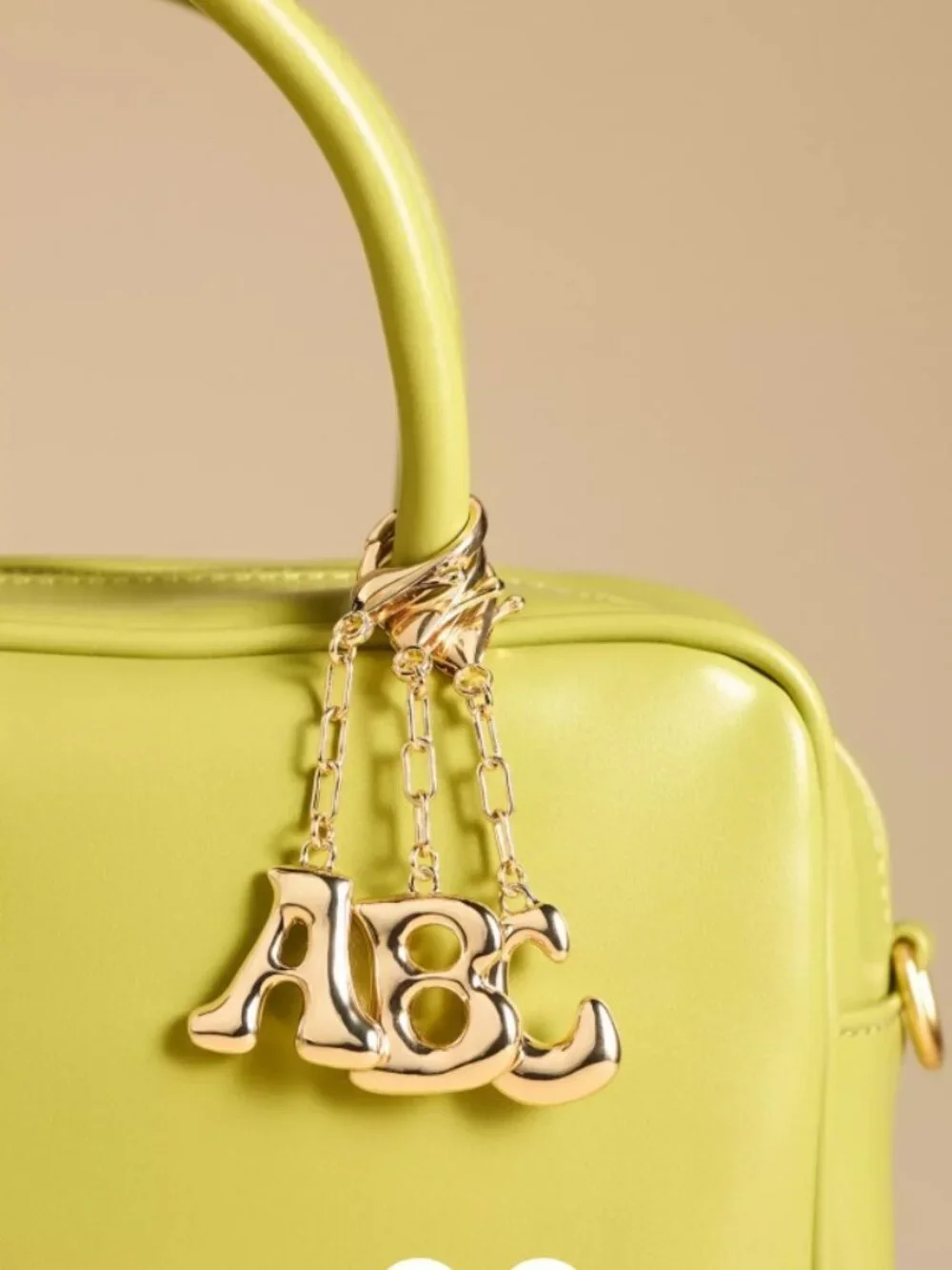 NWT Anthropologie Gold Bubble Monogram Initial M Letter Bag Charm Keychain